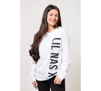 Lil Nas X Vertical Text Logo Long Sleeve T-Shirt in White | Size: Small Lil Nas X White S