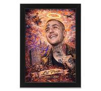 Lil Peep Art Styled Signed Poster Print - Limited Edition Autograph Fan Gift, Collectible Memorabilia Wall Art Merchandise - Hellboy & Come Over When You're Sober 2026 (A4 Framed)