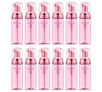 Lil Ray 2 Oz Empty Colored Foam Pump Bottle, Travel Foamer Soap Dispenser for Lash Shampoo, Hand Soap, Foaming Cleaner, Clear Rose Red 2, 12 pcs