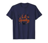 Lil Spooky: Cute Halloween Ghost Cat Pumpkin Moon T-Shirt, Men, Navy, 3XL