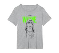 Lil Wayne Illustrated Face Logo T-Shirt, Women's Plus, Heather Grey, 1X
