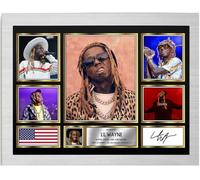 Lil Wayne Signed Autograph Photograph Display - Perfect for Hip Hop Fans, A4 Poster + White Frame - Limited Edition Autograph Fan Gift - Collectible Memorabilia Merchandise