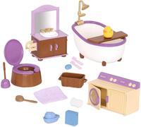 Li'l Woodzeez Bathroom & Laundry Set, Dollhouse Furniture Playset, Playsets