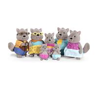Li'l Woodzeez Bustleberry Squirrel Family, 7 Posable Figures, Playsets