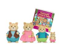 Li'l Woodzeez Cat Family Figure Set with Storybook, Whiskerelli, Playsets