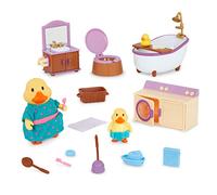 Li'l Woodzeez - Dollhouse Furniture Playset - 2 Posable Figures - Bath & Laundry Playhouse Toy - Imaginative Roleplay for Kids Ages 3 Years and Up - Colorful & Durable - Encourages Creative Play
