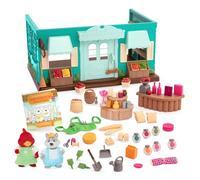 Li'l Woodzeez General Store Dollhouse Playset, 72 Pieces Storybook, Medium | Honeysuckle Hollow store with 2 posable animal figures, 1 storybook, counter, furniture and accessories, Playsets, 3+ Years