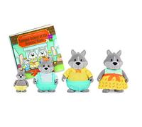 Li’l Woodzeez - GrayPaws Wolf Family - 5pc Toy Set with Miniature Animal Figurines and Storybook - Animal Toys and Accessories for Kids Age 3+