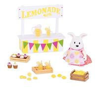 Li’l Woodzeez - Lemonade Stand Set - 25pc Toy Set with Animal Character, Food, and Drinks - Miniature Figurines and Playsets for Kids Age 3+