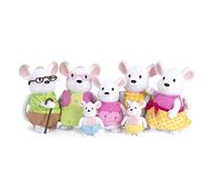Li'l Woodzeez Nibblekin Mouse Family, 7 Posable Figurines Set, Playsets | 7 mouse characters with 2 grandparents, 2 parents, and 3 kids for pretend play and storytelling, Playsets, Families, 3+ Years