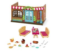 Li'l Woodzeez - Pass - the - Pasta Restaurant Playset - 41 Pieces Dollhouse Set with Table, Benches, Food & Accessories for Imaginative Roleplay - Compatible with Figurines 3+ Years