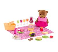 Li'l Woodzeez Picnic Playset, 29 Pieces with Bear, Basket & Blanket, Themed