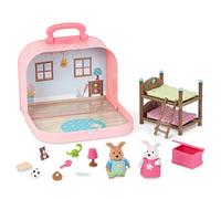 Li'l Woodzeez Portable Dollhouse Playset, Travel Suitcase Bunk Beds Set