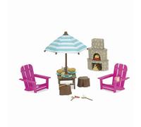 Li’l Woodzeez - Outdoor Patio Set - 23pc Toy Set with Fireplace, Furniture, and Food Accessories - Miniature Toys and Playsets for Kids Age 3+