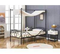 Lila Metal Four Poster Princess Bed Frame Black Single
