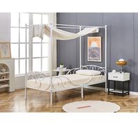Lila Metal Four Poster Princess Bed Frame White Single