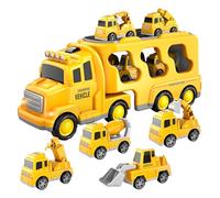 [lilaBelle]7 in 1 Fire Engine Truck Toy Set,Transporter Toy Cars with Light & Sound, Playing Vehicles Christmas Birthday Gift for Boys