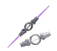 lilaBelle]Double edge Sword Double-Edged Lightsaber Toy with 7-Color LED Lights & Sound, 360° Rotating Blades for Kids Role- Battles - Type-C Charging