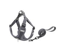 [lilaBelle]【- Harness】Wide Padded Chest Belt with 360° Reflectors, Escape-Proof Lock & Air Mesh Lining - Perfect for Hiking, Daily Walks & Pet Training (Multiple Sizes) S grey