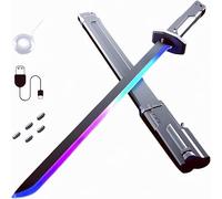 lilaBelle Sparkblade Sword with Sparks, 31.5 Inch Spark Blade Swords with Multicolor LED Lights and Sound Spray Effects, Spark Blade with Sensor Sound, for Rave, Cosplay & Display (Grey+45 flints)