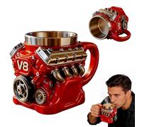 lilaBelle]V8 Engine Stainless Steel Mug, 2026 New Retro Coffee Mug, Personalized Double Wall Insulation Car Mug Realistic 3D Stainless Steel Engine Mug for Father's Day, Husband, Car Enthusiast