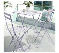 Urbn-Living Urbnliving Lilac Colour 2 Folding Metal Chairs & Table Bistro Bar Patio Breakfast Furniture Set