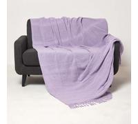 Homescapes Kashi Cotton Throw with Tassels - Lilac / 360cm