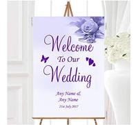 Lilac and Purple Rose Ring Personalised Any Wording Welcome to Our Wedding Sign