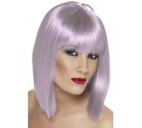 Lilac Bob Wig Glam Ladies Short Fancy Dress Costume Accessory