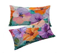 Lilac Cushion Covers 50x70cm Flowers Pillow Cases 2 Pack, Soft and Breathable Velvet Sofa Cushions With Invisible Zipper Machine Washable for Bedroom Decor, living Room Decor, Gifts for Women T0T925