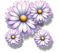 Lilac Daisy Vinyl Decal Stickers, Cover Marks, Floral Decor, x9 | Opaque, No White Edges, Weatherproof, UK Manufactured, Flower Graphics, Garden Style, Use on Bins, Car, Vans and Walls
