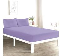 (Lilac, Double) Extra Deep Flannelette Fitted Sheet 100% Brushed Cotton 40cm Deep Fitted Bed Sheet