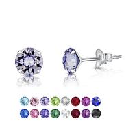 Lilac Earrings for Women - 925 Sterling Silver Stud Earrings with Sparkly Crystal Light from Swarovski Elements - Colourful Earrings Lavanda, Lilac - Girls Earrings - Ladies Earrings