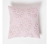 Homescapes Floral Daisy Tufted Cotton Cushion in Lilac | Size: 45 cm x 45 cm Homescapes Lilac 45 cm x 45 cm