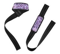 Lilac Floral Leopard Print - Watercolour Style Lifting Straps 66cm Anti Slip Weightlifting Wrist Bands