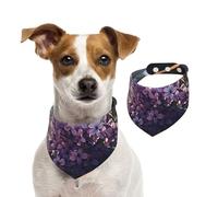 Lilac Flower Pet Scarf Dog Bandanas Spring Summer Soft Cotton Puppy Scarfs Adjustable Accessories for Small Medium Large Girl Boy Pup Small