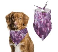 Lilac Flowers Dog Bandanas for Feeding Grooming, Triangle Pet Bibs Washable Pets Scarf for Cats & Dogs