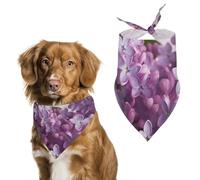 Lilac Flowers Dog Bandanas for Feeding Grooming, Triangle Pet Bibs Washable Pets Scarf for Cats & Dogs