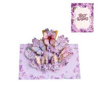 Lilac Flowers Flying & Butterflies Dancing Best Wishes 3D Pop Up Greeting Card