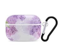 Lilac Flowers in Blossom for Airpod Pro Case Cover Hard Shell Full Drop Protection Cover with Keychain Compatible with AirPod Pro 2nd/1st Generation, Front LED Visible,White