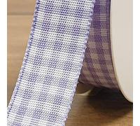 Lilac Gingham Ribbon 10-25mm Rustic Vintage Natural Small Check Purple Per 1m (15mm Wide)
