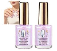 Lilac Glossy Mirror Holographic Lacquer, Iridescent Aurora Quick-Dry Polish, Purple Chrome Gel Effect Coat, Pearlized Shiny Manicure Treatment, Chip-Resistant Mirror Shine Polish (2pcs)