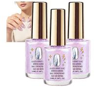Lilac Glossy Mirror Holographic Lacquer, Iridescent Aurora Quick-Dry Polish, Purple Chrome Gel Effect Coat, Pearlized Shiny Manicure Treatment, Chip-Resistant Mirror Shine Polish (3pcs)