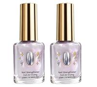 Lilac Glossy Mirror Nail Strengthener, Invisible Sheer Fast Air Drying，2pc | Nail Care Polish Quick Dry No UV Lamp Needed Finish Protect Soft Fragile Nails Strengthens Brittle Nails for DIY Nails Salon