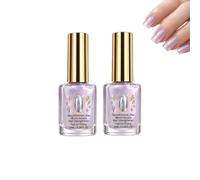 Lilac Glossy Mirror Nail Strengthener, Invisible Sheer Fast Air Drying Nail Polish, Glossy Finish and Easy At Home Application No UV Lamp Needed, For Weak Nails，2PCS