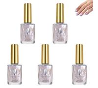 Lilac Glossy Mirror Nail Strengthener Polish for Weak Brittle Nails, Quick Dry Iridescent Aurora Chrome Purple Nail Polish, Chip-Resistant DIY Home Manicure (5PCS)