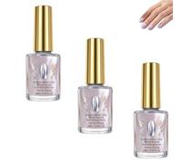 Lilac Glossy Mirror Nail Strengthener Polish for Weak Brittle Nails, Quick Dry Iridescent Aurora Chrome Purple Nail Polish, Chip-Resistant DIY Home Manicure (3PCS)
