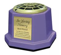 Lilac Graveside Memorial Flower Vase with Gold In Loving Memory Plaque (Best Friend)