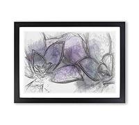 Lilac & Green Succulent Plant Sketch Framed Print | A2 Black Framed Wall Art | Ready to Hang | Modern Floral Picture | Living Room Bedroom Lounge Office