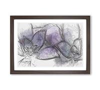 Lilac & Green Succulent Plant Sketch Framed Print | A2 Walnut Framed Wall Art | Ready to Hang | Modern Floral Picture | Living Room Bedroom Lounge Office